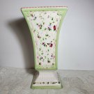 Laura Ashley Square Floral Chintz Ceramic Vase Pedestal Base Chips 9" H OA3B04