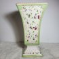 Laura Ashley Square Floral Chintz Ceramic Vase Pedestal Base Chips 9" H OA3B04