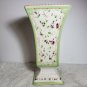 Laura Ashley Square Floral Chintz Ceramic Vase Pedestal Base Chips 9" H OA3B04