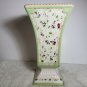 Laura Ashley Square Floral Chintz Ceramic Vase Pedestal Base Chips 9" H OA3B04
