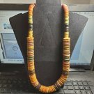 Incredible Vintage Colorful Wood Bead Necklace USA SHIPPER 24" Barrel ODJB01 06