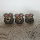 Primitive Looking Vintage Hand Made Mouse Heads 1 1/2" each OA3B19