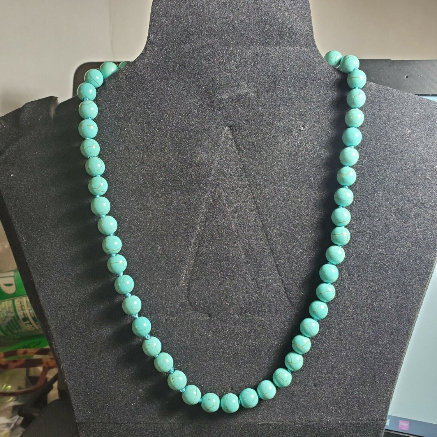 Necklace Strung Turquoise Beads Beaded USA SHIPPER 18" Spring Clasp ODJB01 13