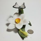 Enesco Porcelain Flower & Butterfly Figurine Decorative 1980s Taiwan 3" OC4A11