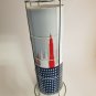 Set of 4 Coffee Cups New York Skyline US Flag Colors in Rack Mugs for Tea 12" Ht