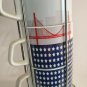 Set of 4 Coffee Cups New York Skyline US Flag Colors in Rack Mugs for Tea 12" Ht