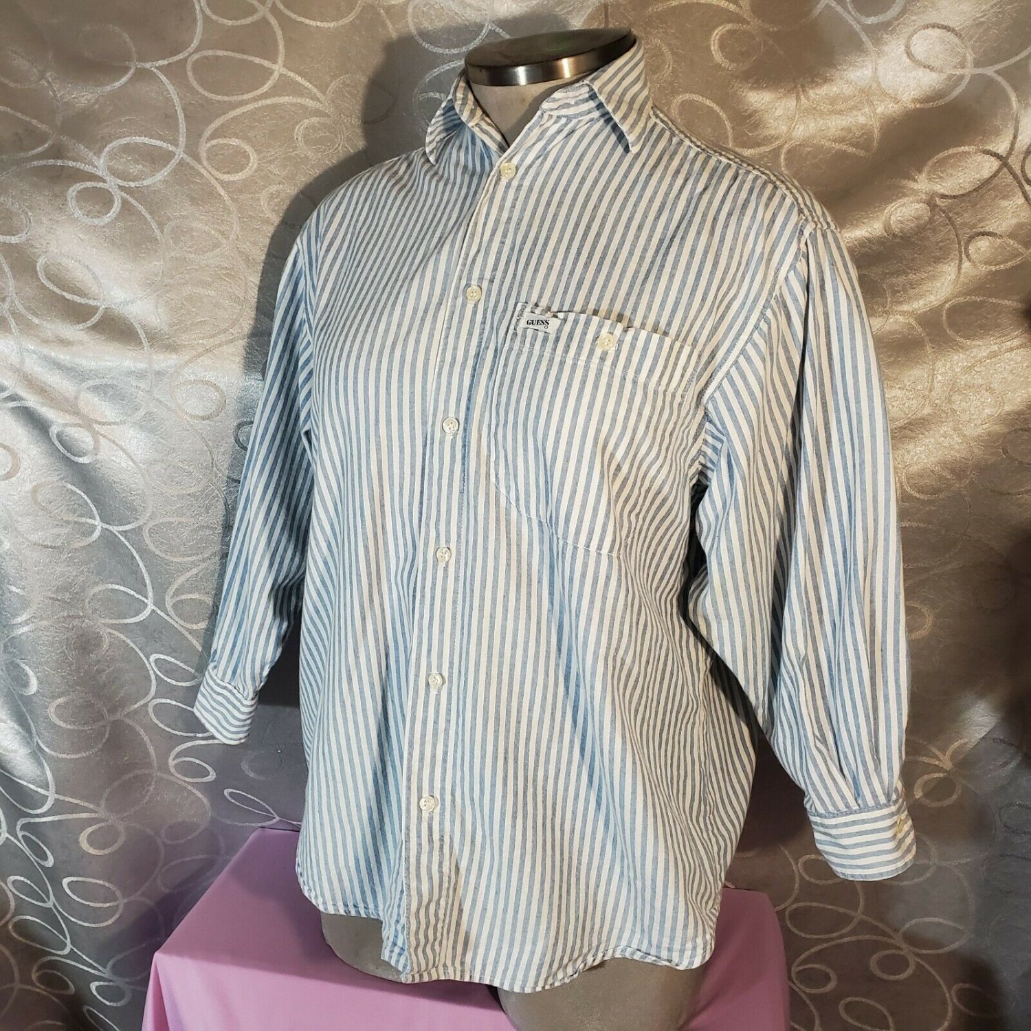 GUESS Jeans Georges Marciano Button Front Cotton Men Sz 1 VTG Shirt S/XL? CB0106