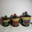Grape Kitchen Canister Set Clay Art Napa Vines Stone Lite Majolica Chip OA4A01