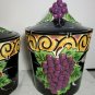 Grape Kitchen Canister Set Clay Art Napa Vines Stone Lite Majolica Chip OA4A01