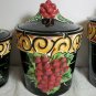 Grape Kitchen Canister Set Clay Art Napa Vines Stone Lite Majolica Chip OA4A01