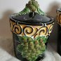 Grape Kitchen Canister Set Clay Art Napa Vines Stone Lite Majolica Chip OA4A01