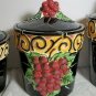 Grape Kitchen Canister Set Clay Art Napa Vines Stone Lite Majolica Chip OA4A01