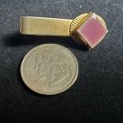 True Vintage Tie Clip Gold Tone w Acrylic Amethyst color tile 1 1/2" ODJB01 23