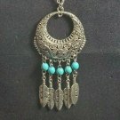 Necklace Faux Turquoise Bead Feather Style US SHIPPER 18" Lobster Clasp ODJB0112