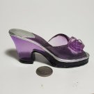 Acrylic Purple Shoe Figurine with Rose Design Accent High Heel 4" L OC4A09