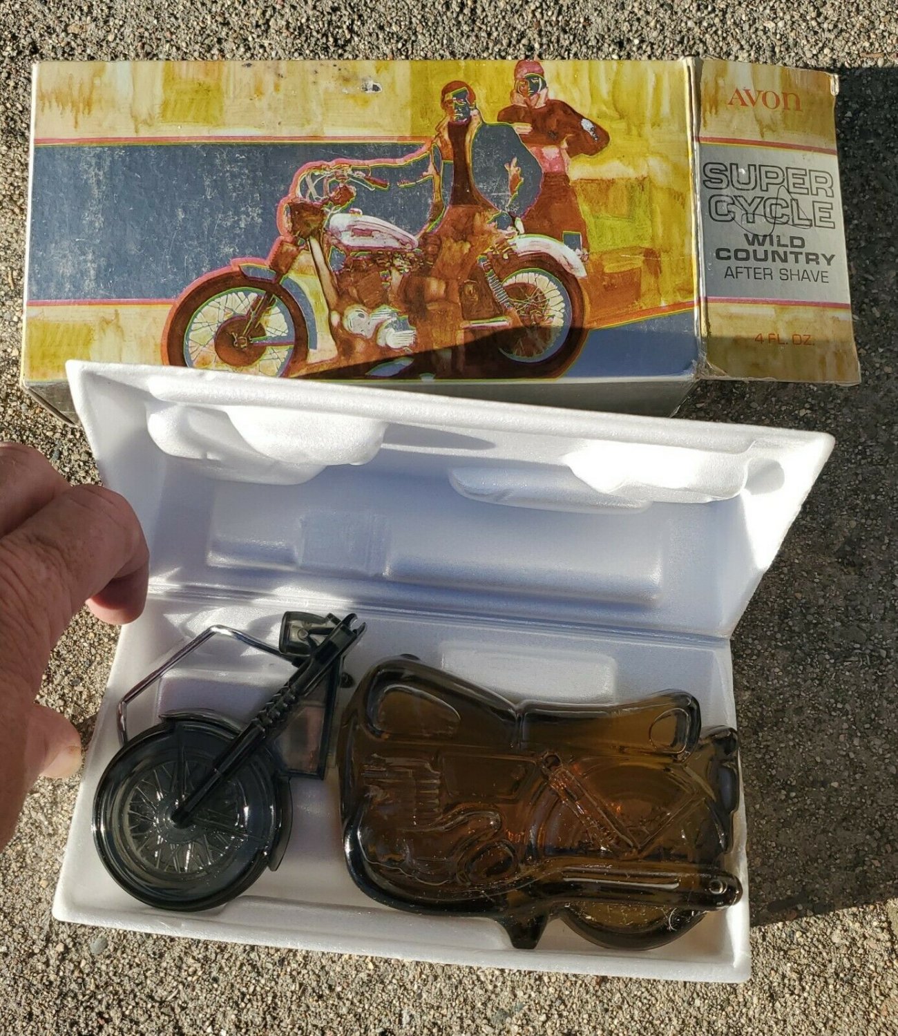 Avon Super Cycle Collectible Decanter VINTAGE NIB 4oz Wild Country After Shave