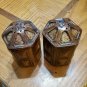 Treasure Craft Salt and Pepper Shakers Spice RARE Faux Wood Hexagonal 3 1/4" H