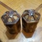 Treasure Craft Salt and Pepper Shakers Spice RARE Faux Wood Hexagonal 3 1/4" H