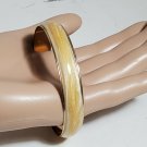 Vintage Avon Tan Enameled Gold Tone Stone Look Bangle 2 3/4" Bracelet OC2B13