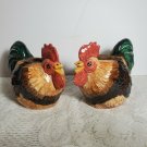 Ceramic Rooster Hen Pair Candle Holders 4" H Country Farm Decor Chips OA3B08