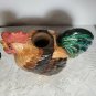 Ceramic Rooster Hen Pair Candle Holders 4" H Country Farm Decor Chips OA3B08