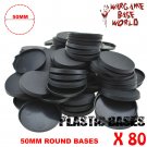 80pcs x 50mm Round Bases Plastic For  Wargame and Warhammer Table Miniatures