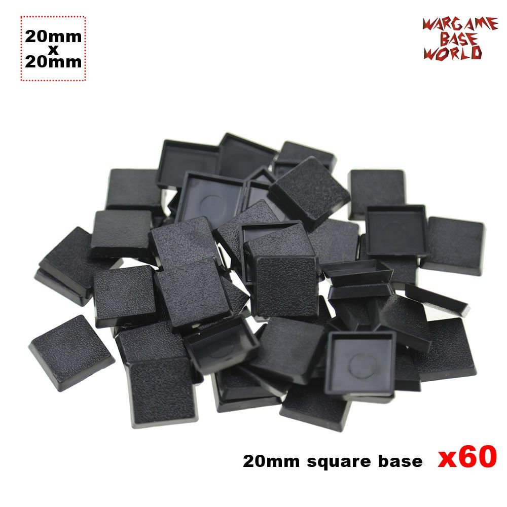 [60pcs x 20mm base Square Plastic Bases for Wargames and Gaming Miniatures Bases