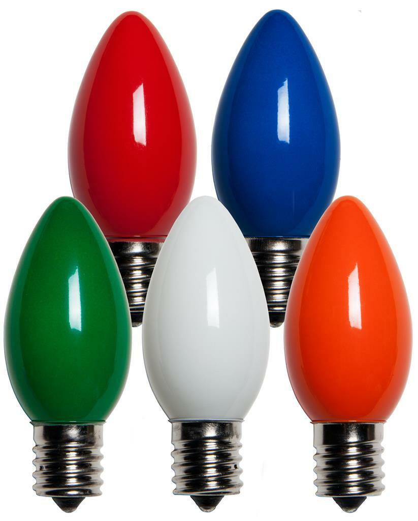 25 C9 Multicolor Opaque/Solid Color Bulbs Indoor/Outdoor Christmas Bulbs
