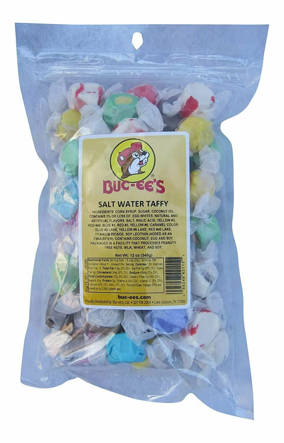 Bucee's Assorted Gourmet Salt Water Taffy in a Resealable Bag, 12 Ounces
