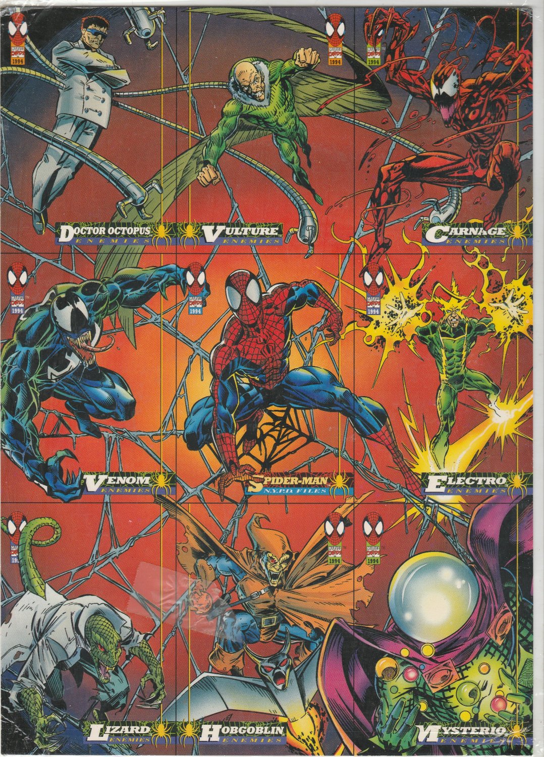 "The Amazing Spider-Man" Marvel Cards, UNCUT PROMO SHEET (1994, Fleer, 1st Ed.)