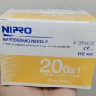 Nipro Hypodermic Needle Wall 20g x 1 Sterile Science Lab 0.9x25 mm.