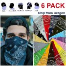 LOT 6 Pack Mix Color Bandana Head Wrap Scarf Paisley Big 22x22in (6 Color)