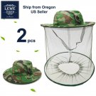 2pc Mosquito Resistance Bug Net Mesh Head Face Protector Cap Sun Hat US