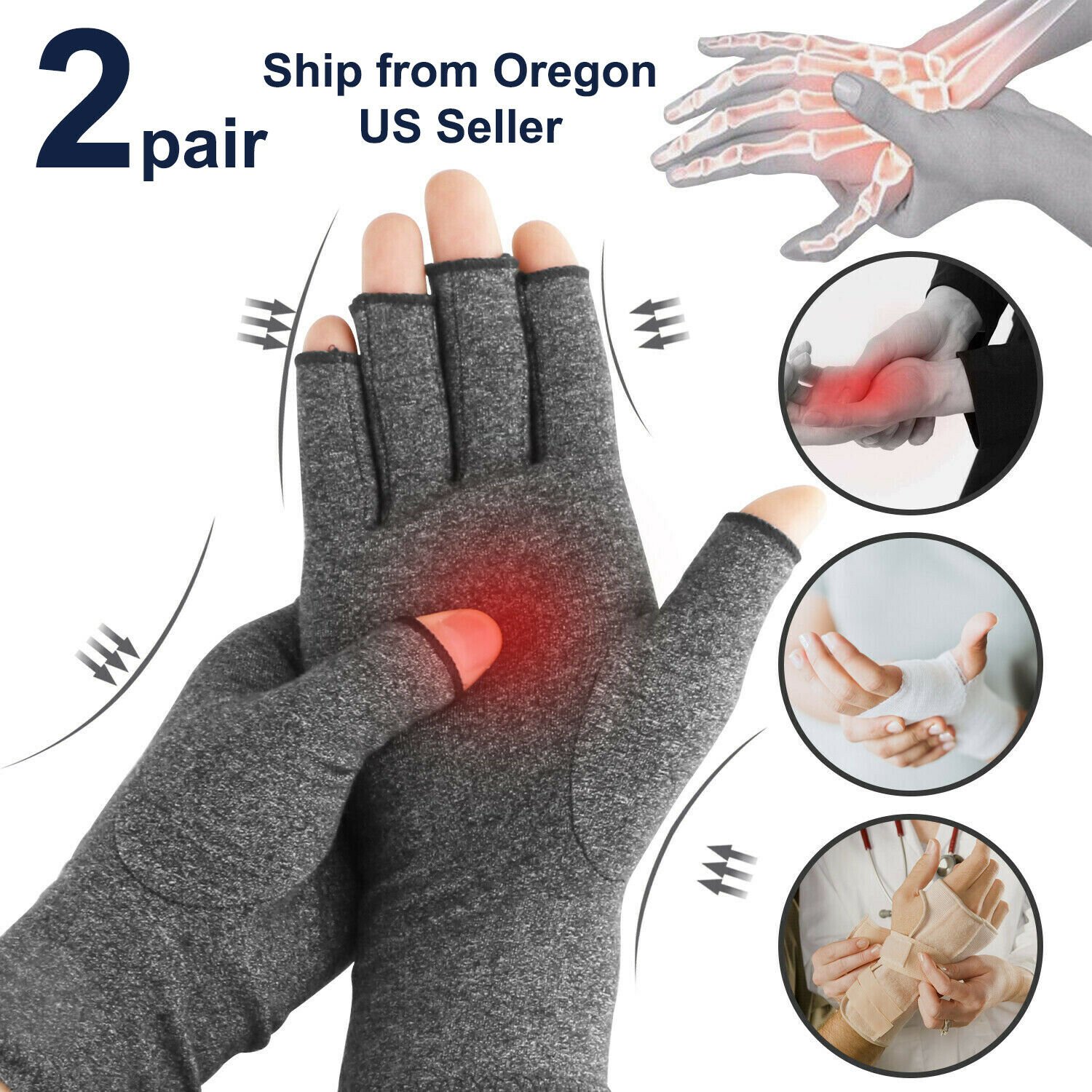 Compression Gloves Arthritis Pain Relief Carpal Tunnel Hand Wrist Brace Support
