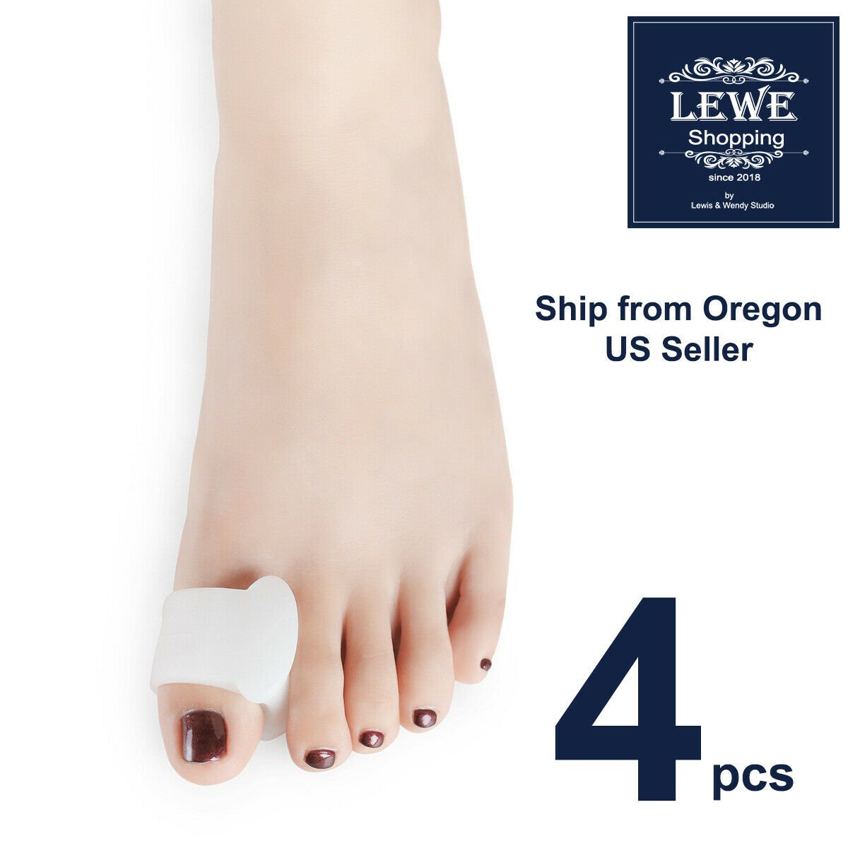 4pc Premium Toe Corrector Bunion Straightener Single Loop Spacer Separators Foot