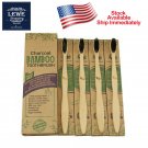 Natural Bamboo Toothbrush 4 Pack Adult Organic Wooden Toothbrushes Eco Vegan