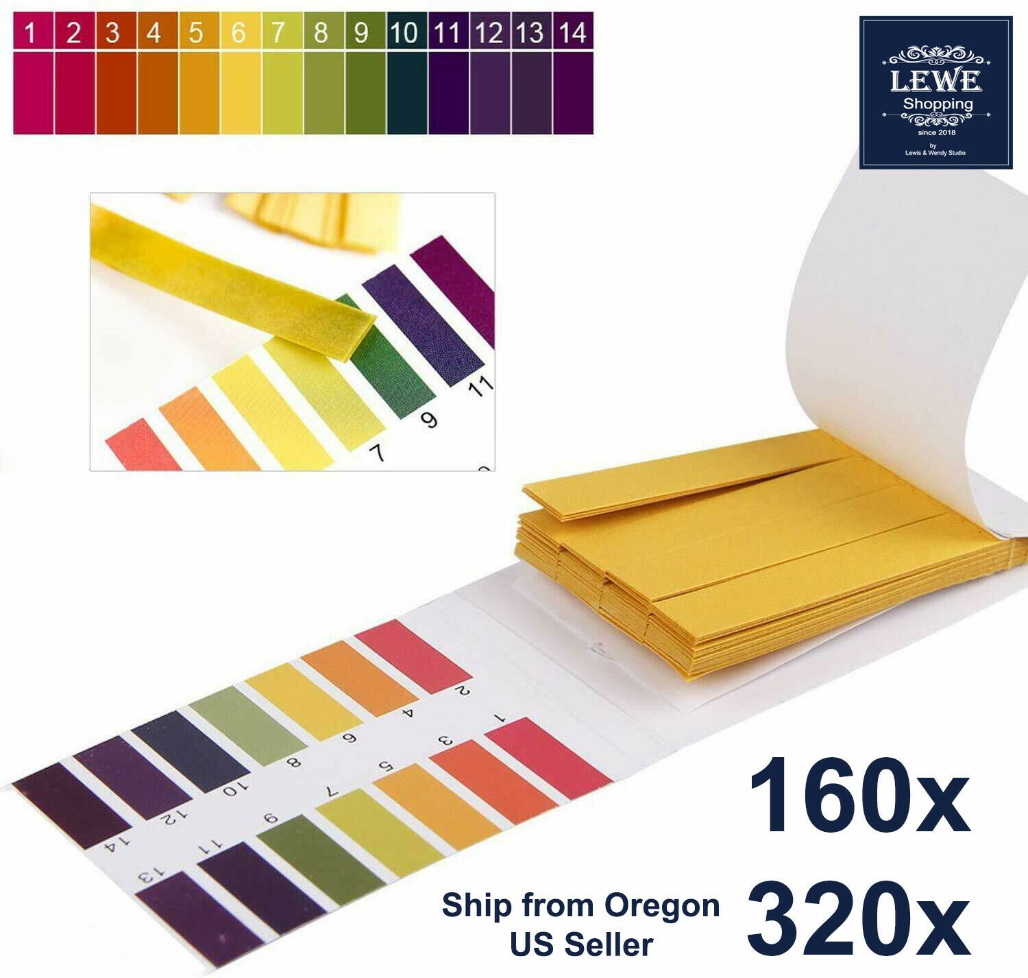 320x pH Indicator Test Strips 1-14 Laboratory Paper Litmus Tester Urine Saliva