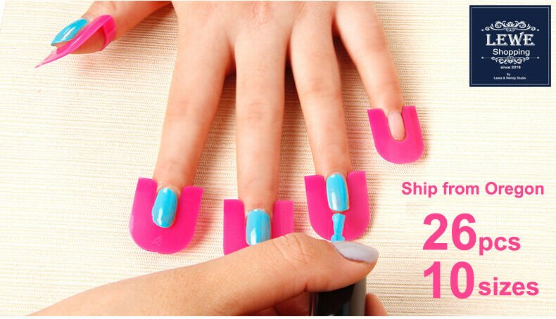 26 pc Reusable Nail Polish Stencil Spill-Resistant Manicure Finger Cover Shield