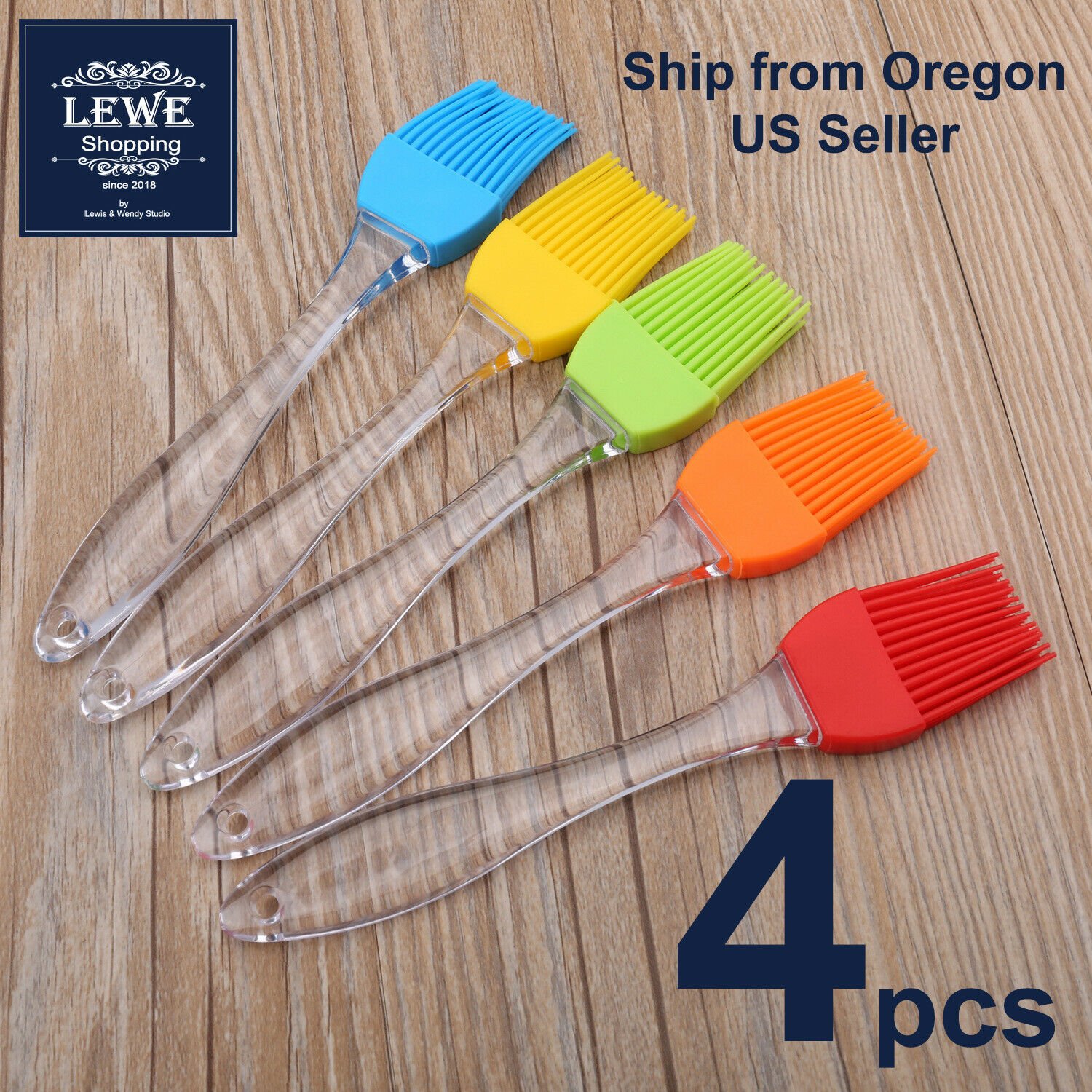 4pcs Silicone Kitchen Basting Brush Set Pastry Barbecue Oil BBQ Bread Grill Tool