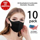 10 Pack Face Mask Reusable Washable Breathable Unisex Black Face Mask