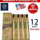 12 pcs Premium Natural Organic Charcoal Bamboo Toothbrush ECO Friendly - US