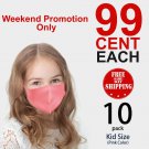 10 Pack Kids Unisex Face Mask Reusable Washable Cover Masks Fashion Cloth - Pink