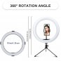 10'' Selfie Desktop LED Ring Light W/ Tripod Phone Holder for live Stream Video