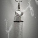 Brushed Silver Silver ANOINTING OIL KEYCHAIN with Silver Puffed Heart