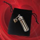 Lovely Silver Puffed Heart Cremation Urn Necklace with Velvet Pouch and Fill Kit