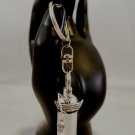 Brushed Silver Cremation Urn with Fisherman on Swivel Stainless Steel Keychain