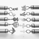 Set of TEN Assorted Brushed CREMATION URNS w/Velvet Pouches, Ball-Chains, Funnel