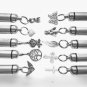 Set of TEN Assorted Brushed CREMATION URNS w/Velvet Pouches, Ball-Chains, Funnel