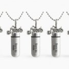 SET OF 5 BRUSHED "Born To Ride" SILVER MOTORCYCLE CREMATION NECKLACE