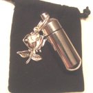 Beautiful Silver Rose ANOINTING OIL HOLDER Locket & Velvet Pouch